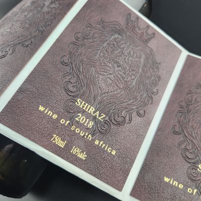 購入 ワインボトルのパッケージングのためのカスタムセルフアデッシブ耐久性革紙 凸字金葉紙ワインラベル online manufacture