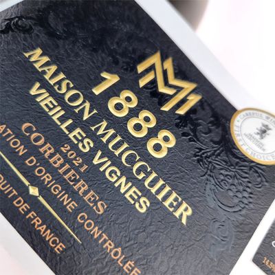 購入 ハイエンド赤ワイン飲料ラベルステッカー金箔テクスチャ自己粘着光沢ビニール工業用包装 online manufacture