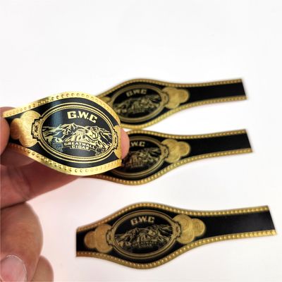 良い値段 黒金 オーダーメイド シガバンド プリントステッカー 彫り金製のシガバンド ラベルステッカー オンライン
