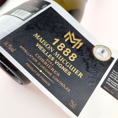 良い値段 CMYK デボッシング カスタム シャンパン ボトル ラベル ゴールド フォイル カスタム ワイン ラベル 印刷 オンライン