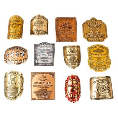 良い値段 ワインボトルにカスタマイズされた金色彫刻印刷ソフトアルミニウム金属ラベル紙ステッカー オンライン