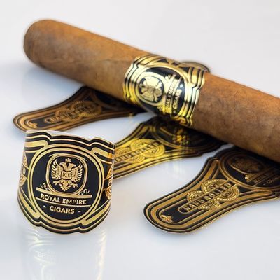 良い値段 2025年ホットセール 防水高品質カスタムシガーラベル 金箔印刷 プライベートロゴ＆ブランド エンボス加工 クイックステッカー オンライン