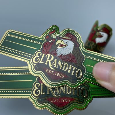 良い値段 Custom Embossed Cigar Ring Paper Sticker Gold Foil Art Cigar Band with Adhesive Personalized Label for Cigars Label Printing Custom Sticker オンライン