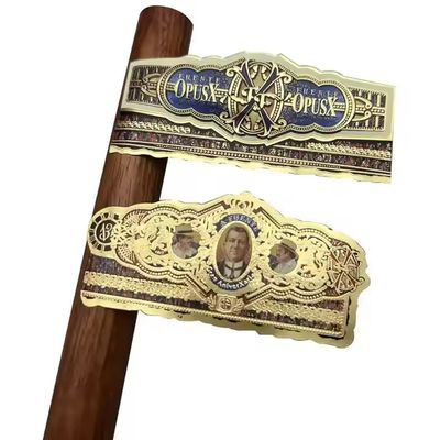 良い値段 ISO9001 Certified Waterproof Eco-friendly Cigar Label Adhesive Sticker with Gold Foil 3D Embossed Customized Shape オンライン